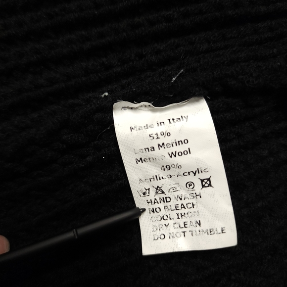 ROMEO GIGLI Wool Black Chunky Knit Slouchy Oversized Boyfriend Cardigan Sweater - Picture 7 of 7